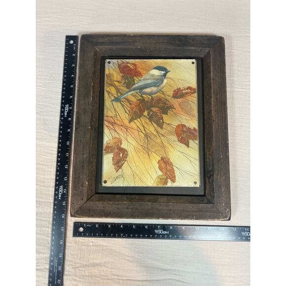 Joe Garcia Big Sky Carvers Wood Frame Wall Art Autumn Chickadee - Picture 7 of 7